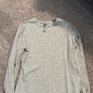 SKIMS LONGSLEEVE COTTON JERSEY TEE IN LIGHT HEATHER GREY